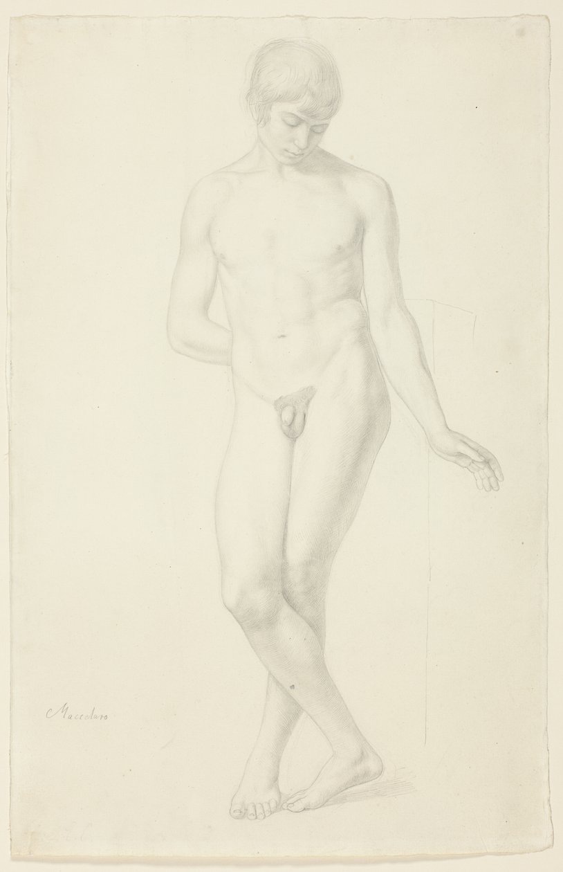 Studio di un giovane nudo in piedi da Julius Schnorr von Carolsfeld