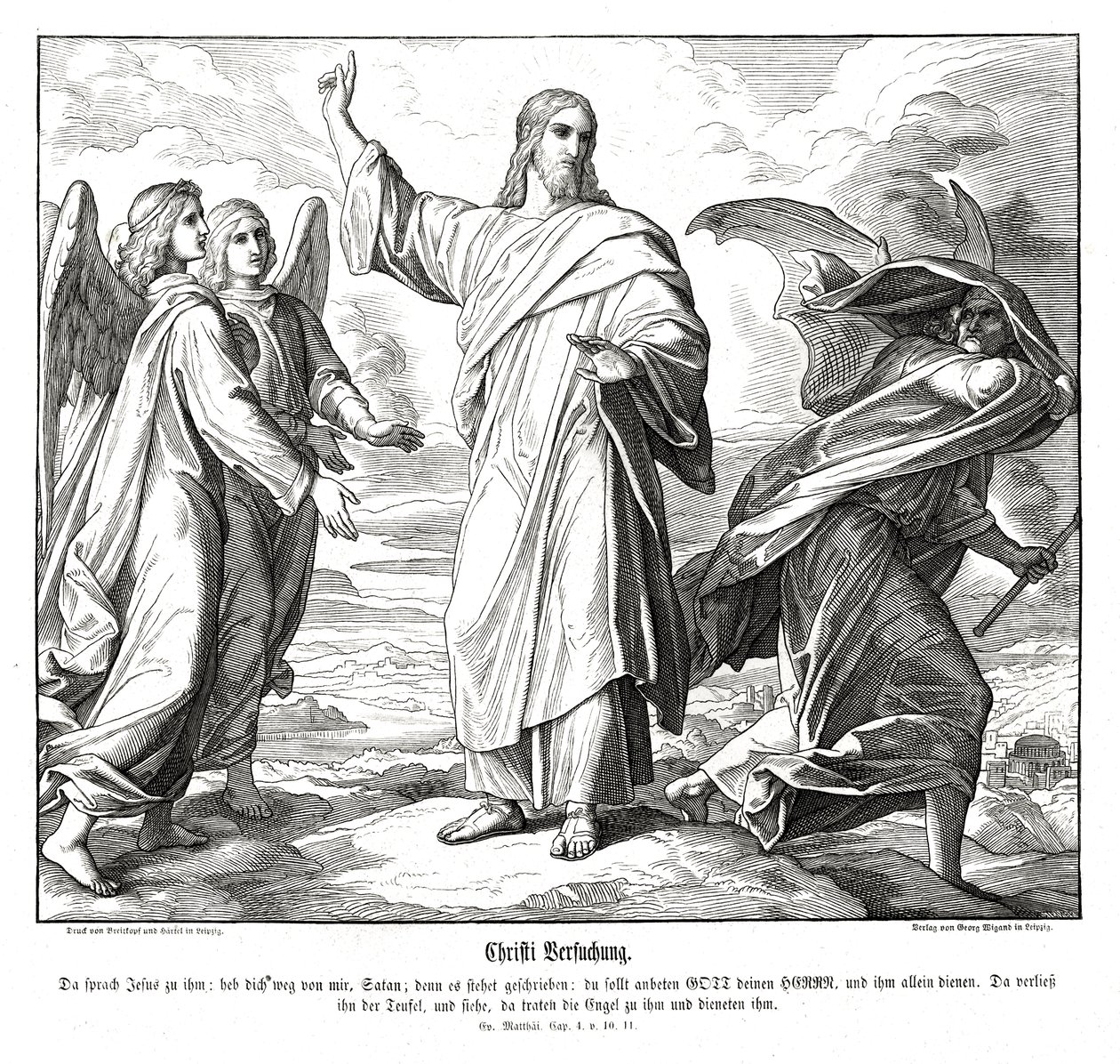 Tentazione di Cristo, Vangelo di Matteo da Julius Schnorr von Carolsfeld