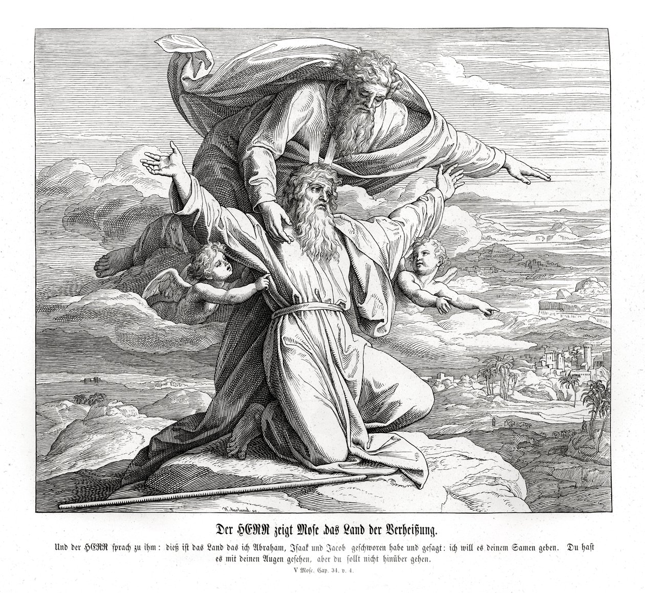 Il Signore mostra a Mosè la terra promessa, Deuteronomio da Julius Schnorr von Carolsfeld