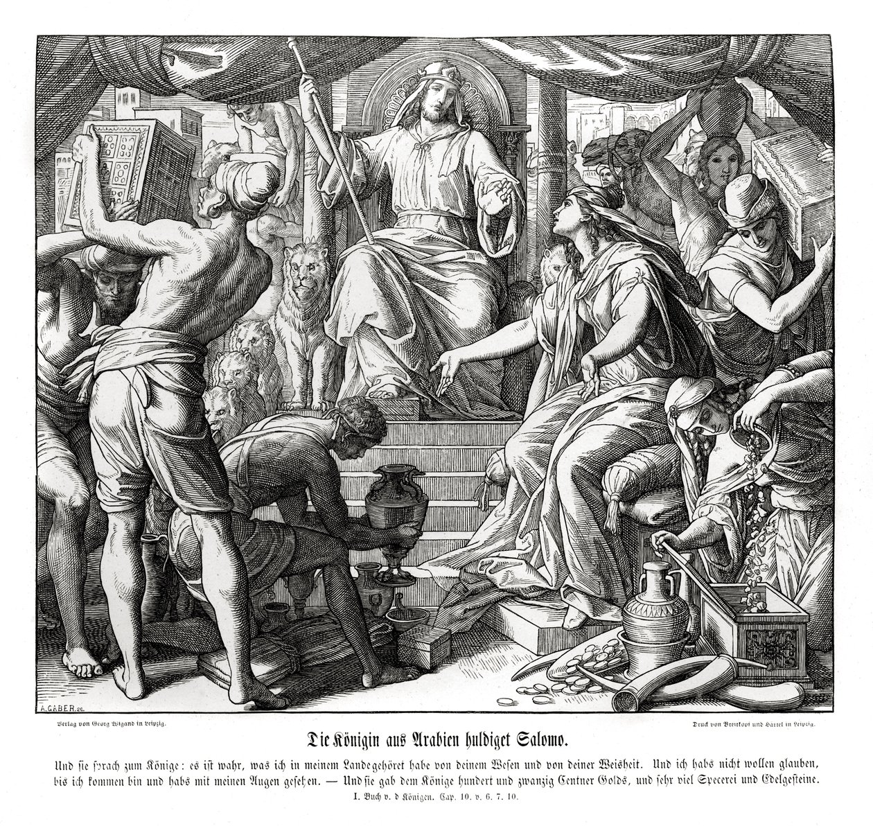 La regina di Saba onora il re Salomone da Julius Schnorr von Carolsfeld