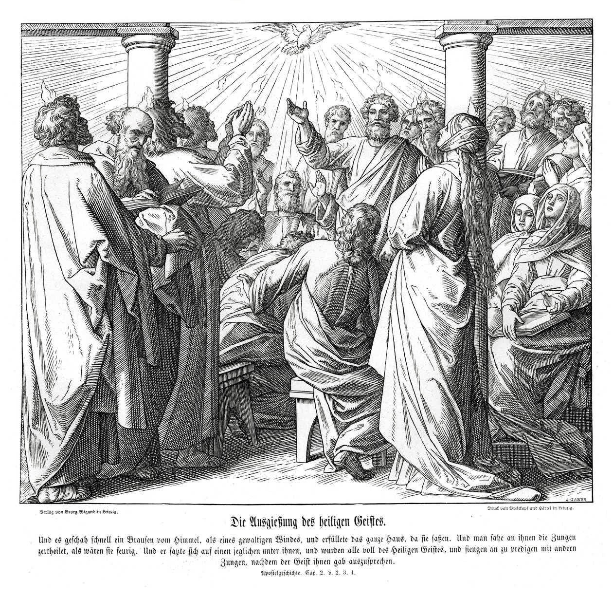 Gli apostoli sono riempiti dallo Spirito Santo, Atti da Julius Schnorr von Carolsfeld