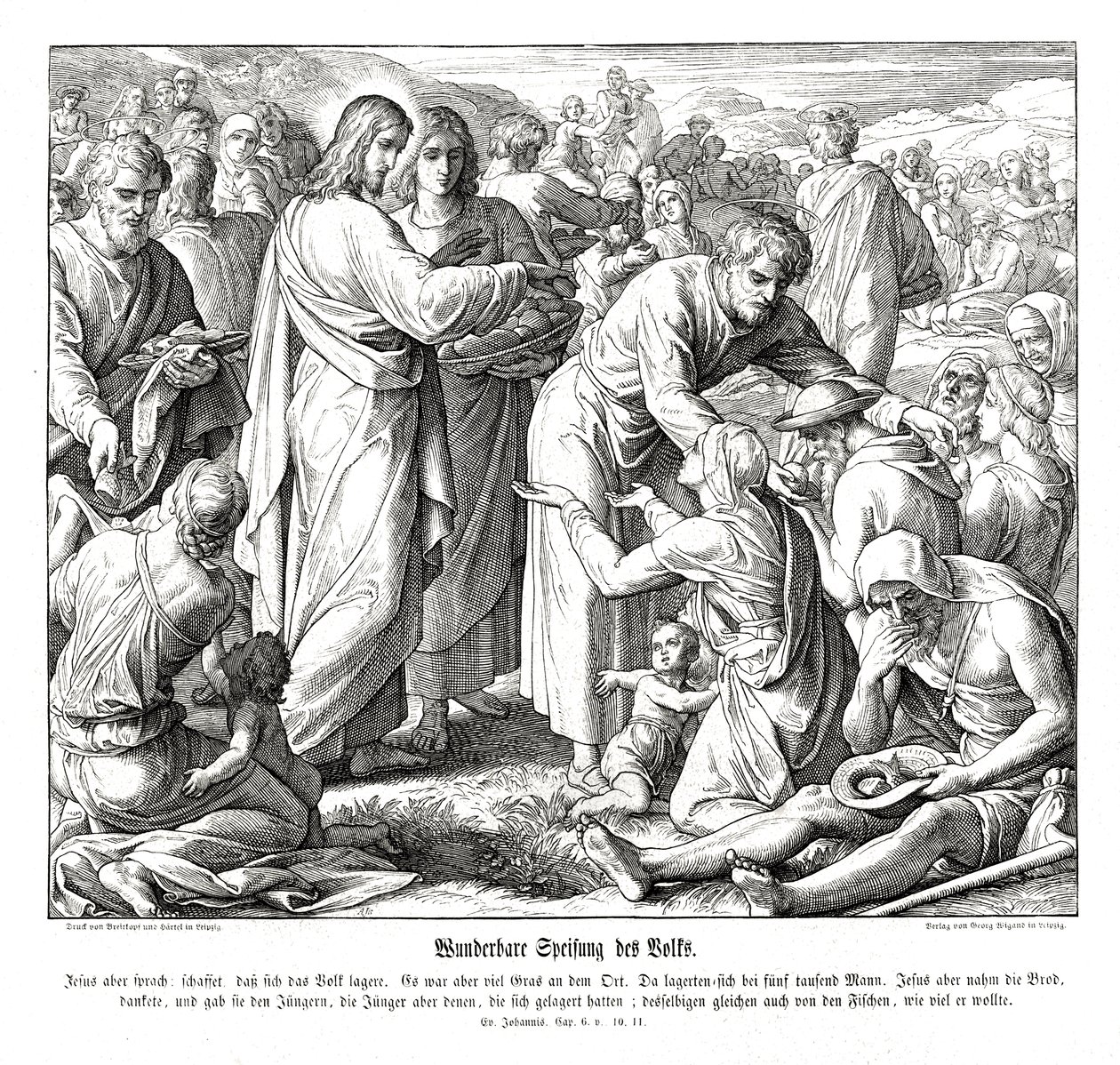 La moltiplicazione dei pani e dei pesci, Vangelo di Giovanni da Julius Schnorr von Carolsfeld