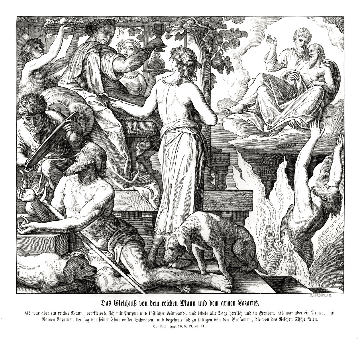 Il ricco e il mendicante Lazzaro, Vangelo di Luca da Julius Schnorr von Carolsfeld