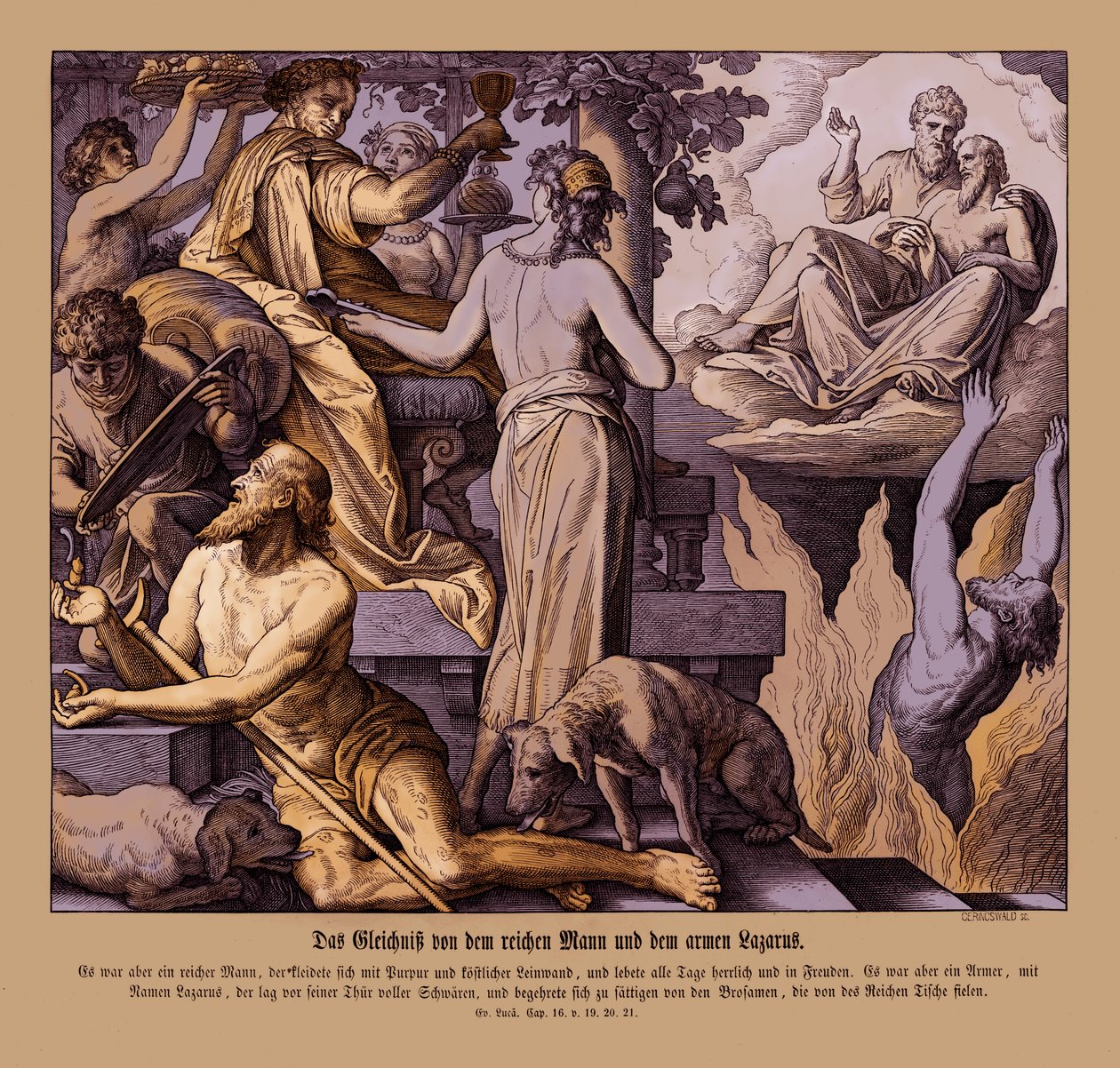Il ricco e il mendicante Lazzaro, Vangelo di Luca da Julius Schnorr von Carolsfeld