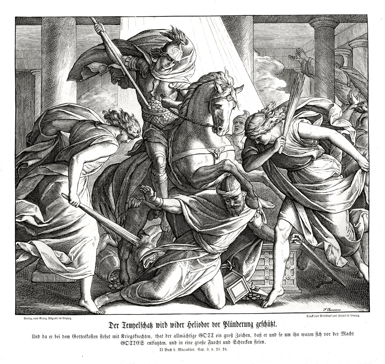 Il tesoro del tempio è protetto, 2 Maccabei da Julius Schnorr von Carolsfeld