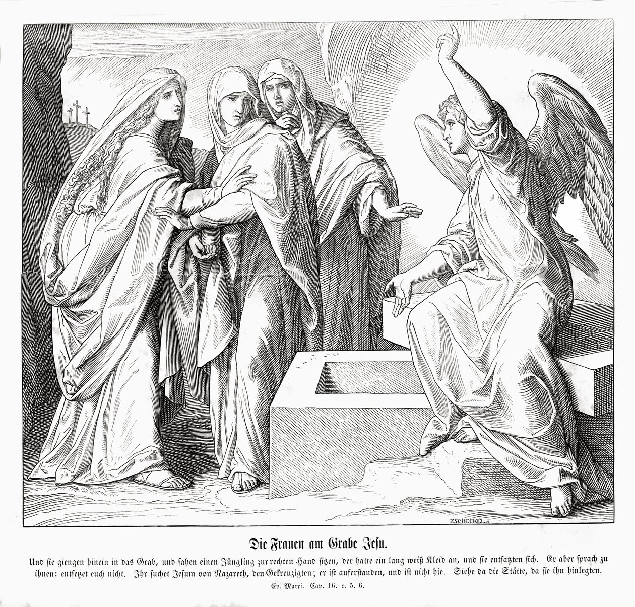 Le donne al sepolcro di Gesù, Vangelo di Marco da Julius Schnorr von Carolsfeld