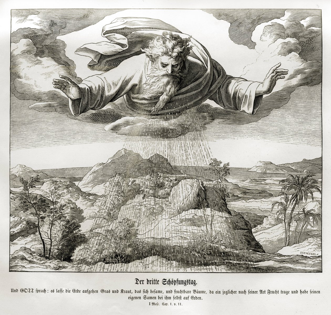 Terzo giorno della creazione, Genesi da Julius Schnorr von Carolsfeld