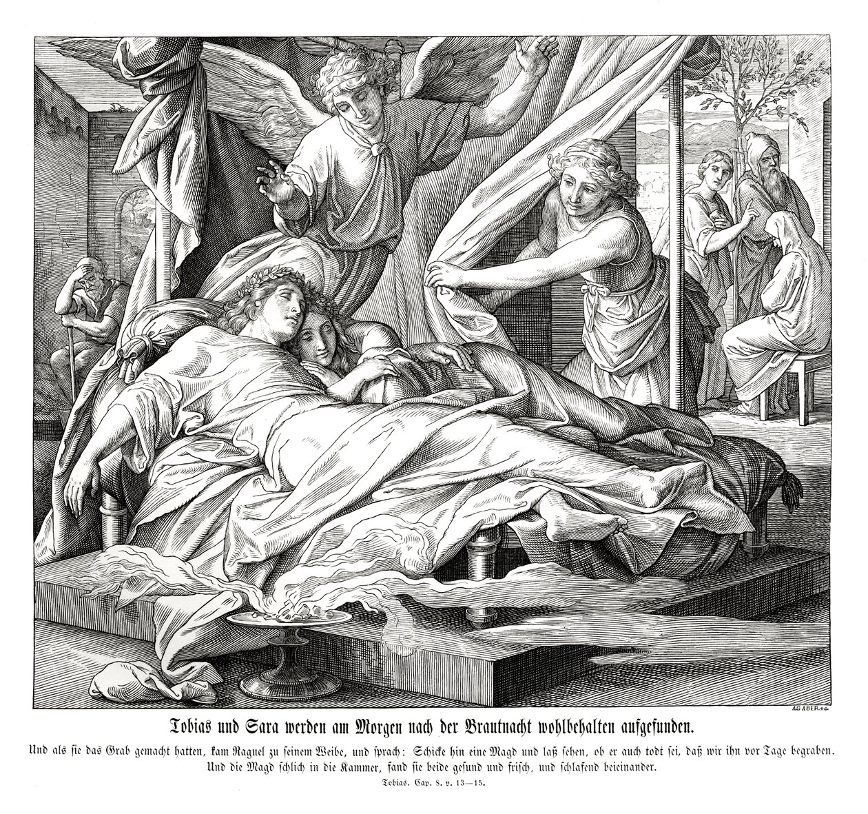 Tobia e Sara sono trovati sani e salvi, Libro di Tobia da Julius Schnorr von Carolsfeld