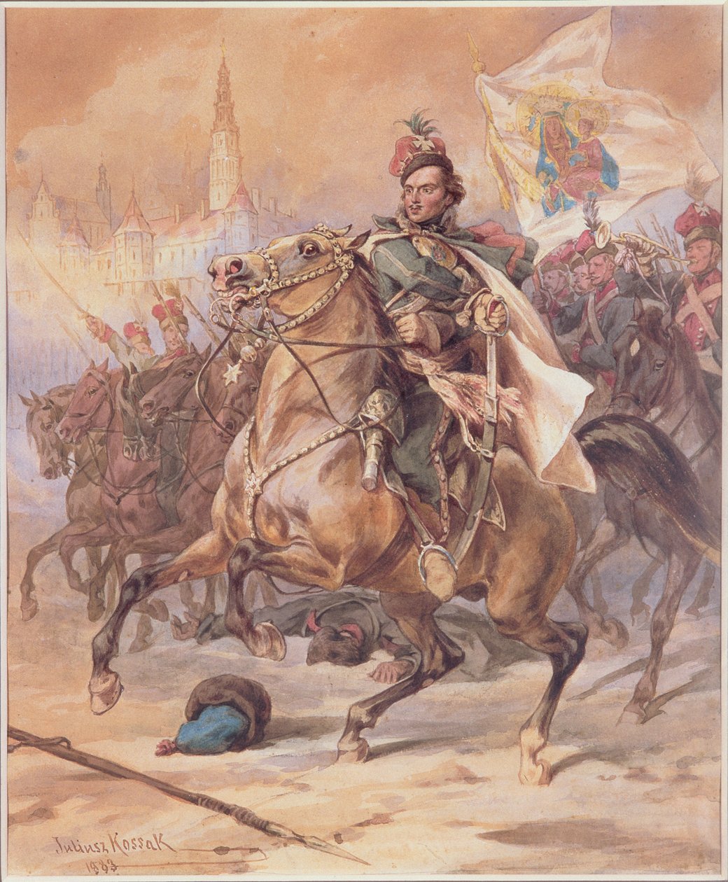 Kazimierz Pulawski alla Battaglia di Czestochowa, Dicembre 1770, 1883 da Juliusz Fortunat Kossak