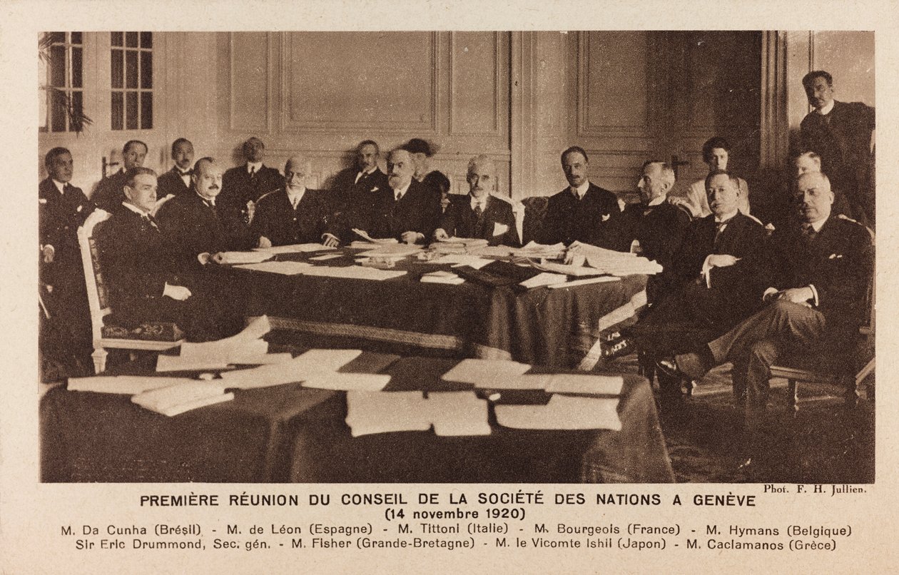 Incontro del Consiglio della Società delle Nazioni a Ginevra da Jullien F. H.