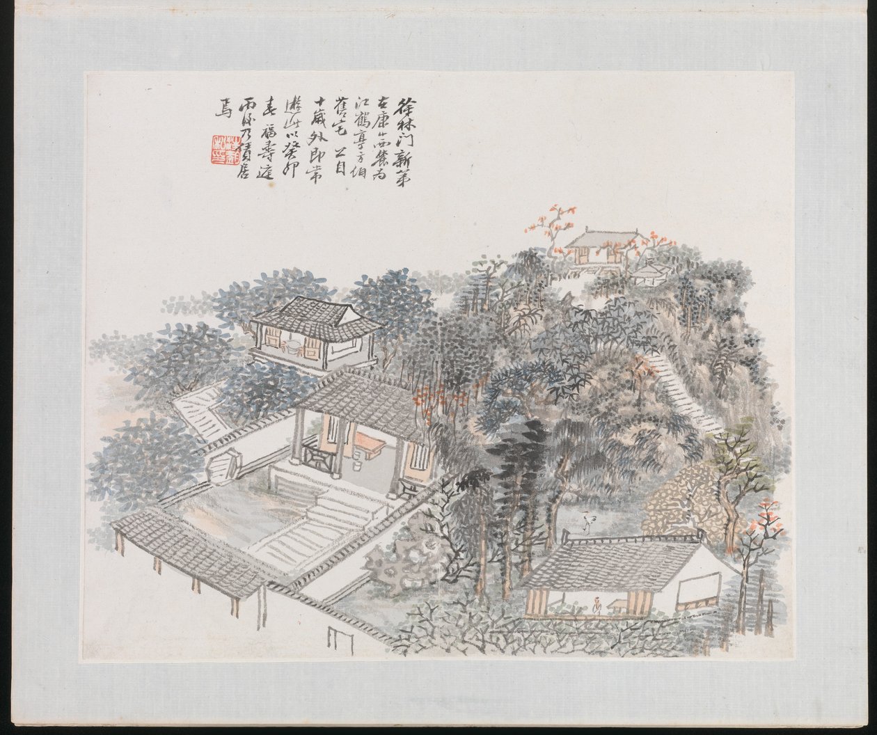 Dieci siti associati a Ruan Yuan, datato 1883 (album di dieci dipinti; inchiostro e colore su carta) da Jun Wang