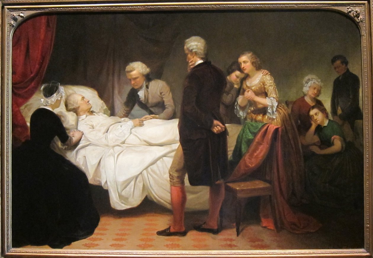 Washington sul letto di morte da Junius Brutus Stearns