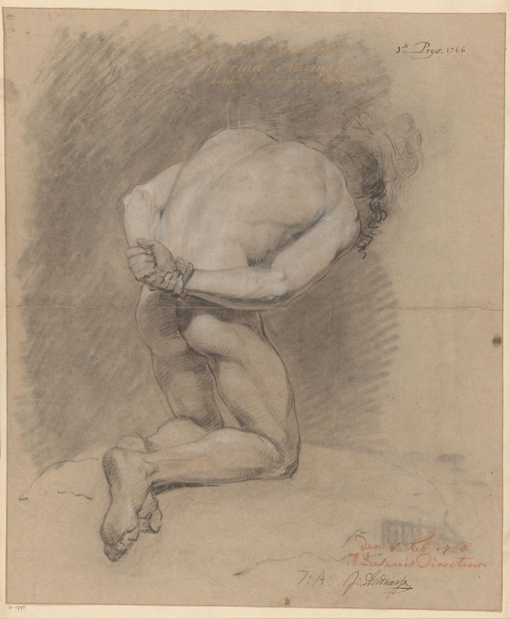 Nudo maschile inginocchiato visto di schiena (1º premio 1766) da Jurriaan Andriessen