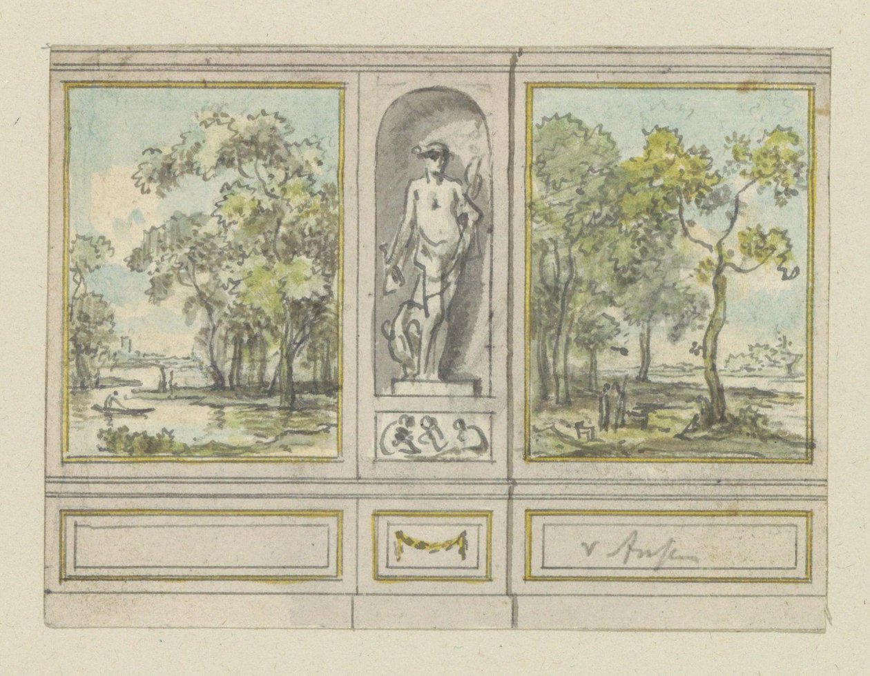 Disegno progettuale per una parete di una stanza da Jurriaan Andriessen