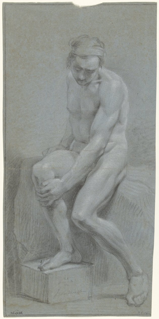 Nudo maschile seduto, con la mano sinistra sul ginocchio destro da Jurriaan Andriessen