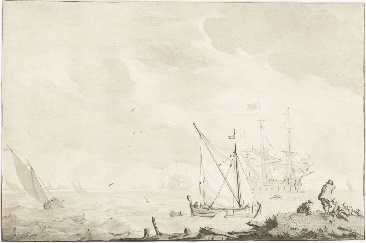 Nave da guerra sulla spiaggia da Jurriaan Cootwijck