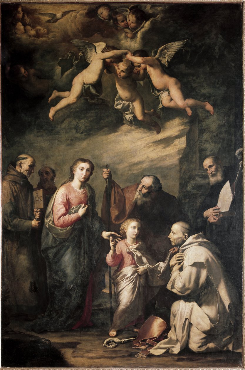 La Sacra Famiglia con San Bruno di Colonia e altri santi da Jusepe de Ribera