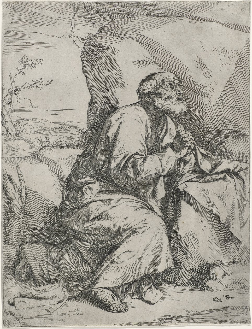 San Pietro penitente, c.1621 (incisione con acquaforte su carta vergata) da Jusepe de Ribera