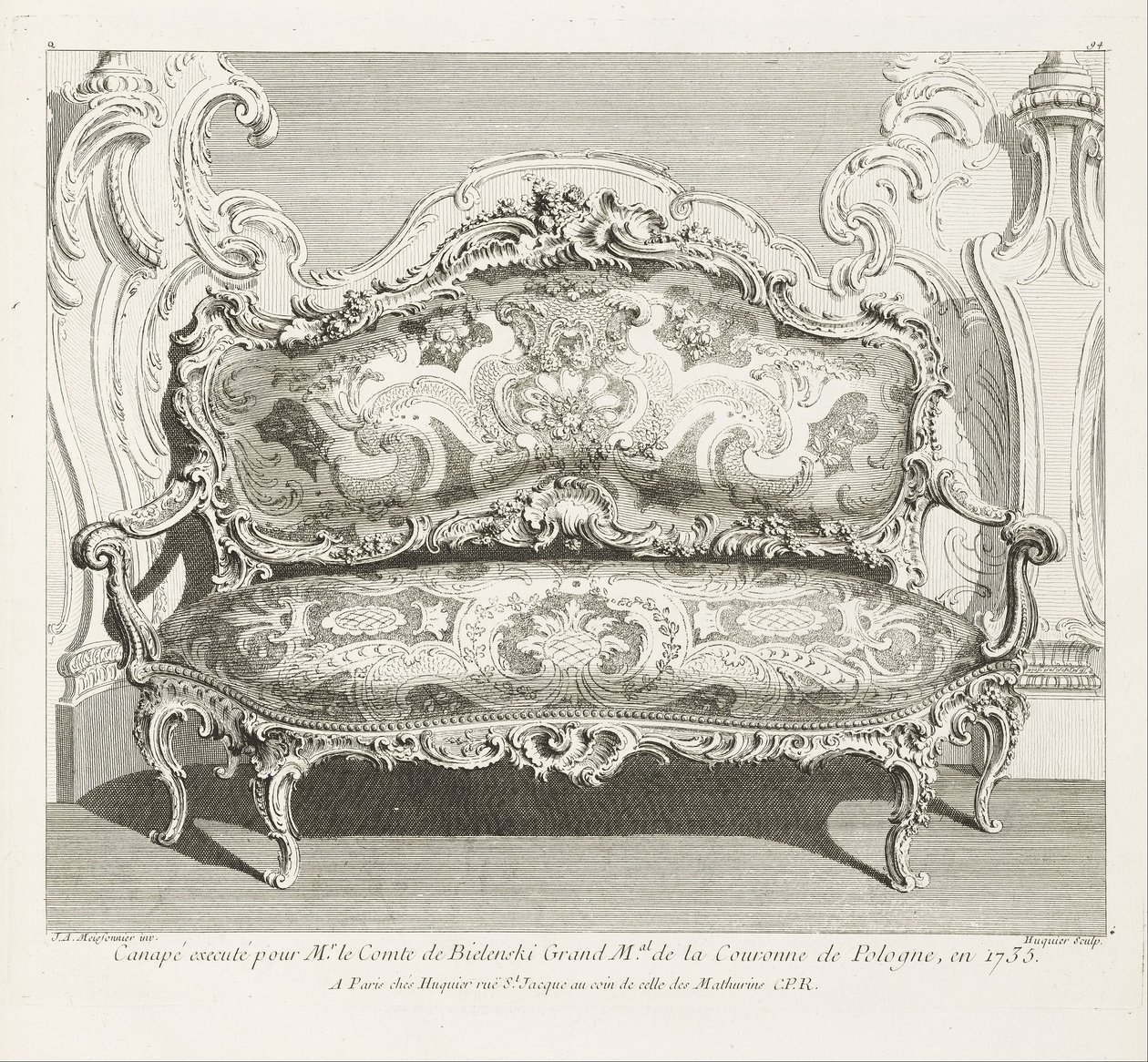 Canapè eseguito per il Conte di Bielinski Gran M.al della Corona di Polonia, nel 1735 da Juste Aurèle Meissonnier