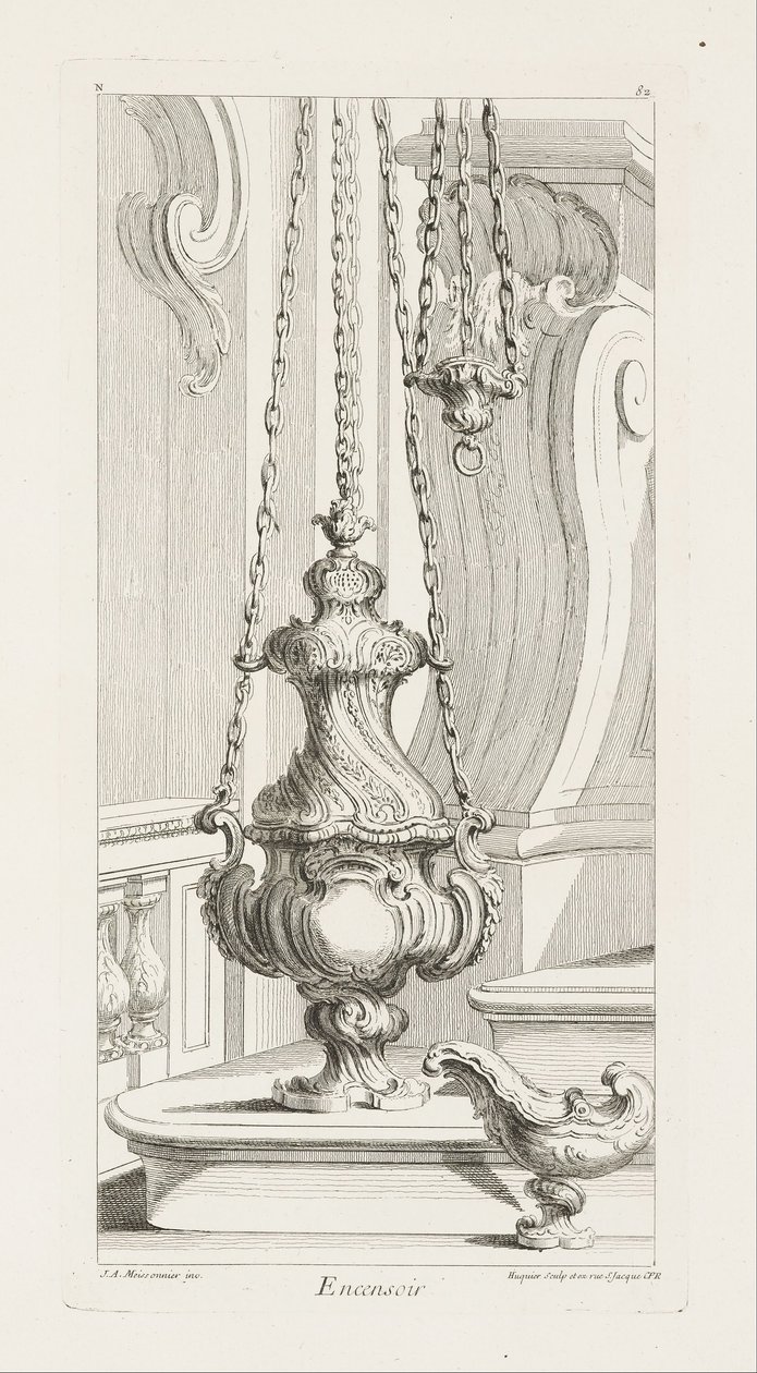 Incensiere; Incensiere, 5ª tavola da Juste Aurèle Meissonnier