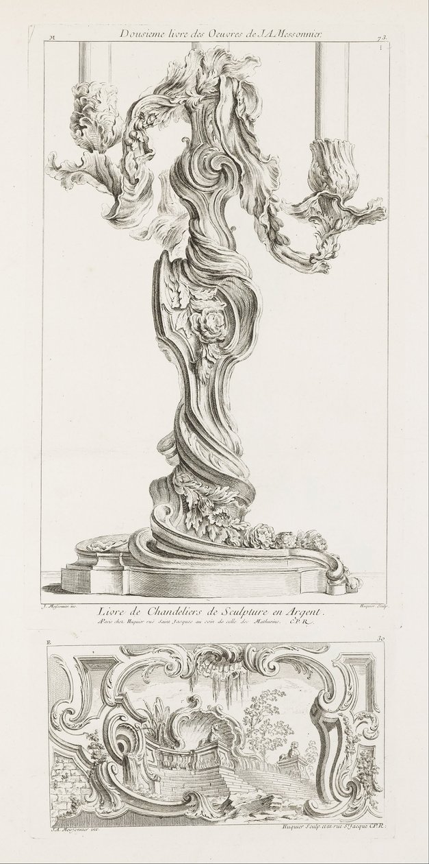 Libro di candelabri di scultura in argento da Juste Aurèle Meissonnier