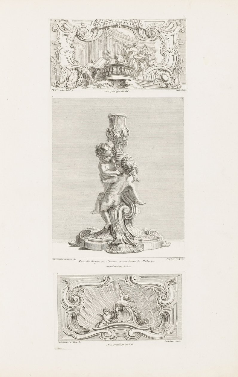 Pannello Ornamentale che Raffigura il Rapimento di Elena, tav. 24 in Oeuvre de Juste-Aurèle Meissonnier da Juste Aurèle Meissonnier