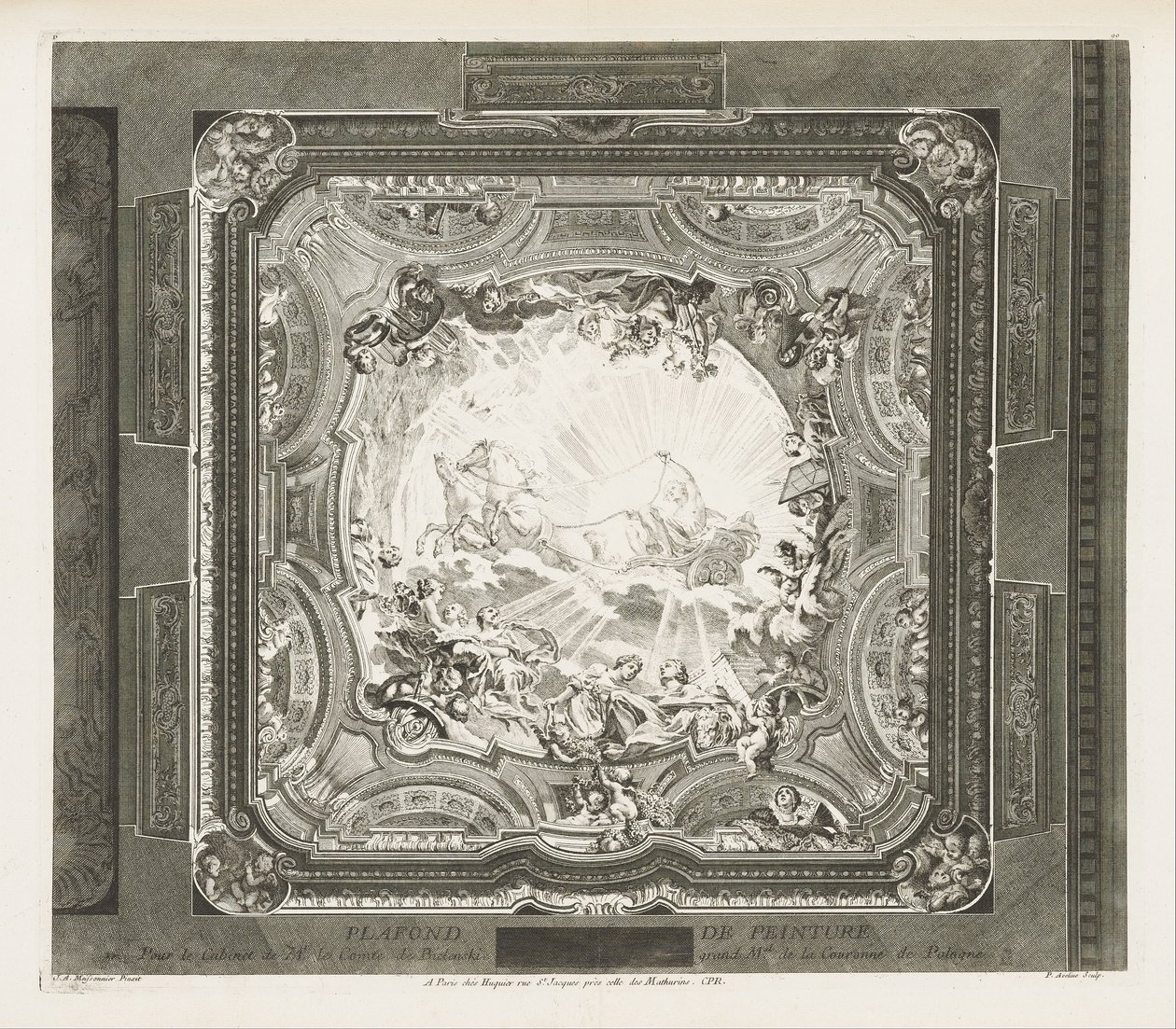 PLAFOND DE PEINTURE; Plafond dello stesso gabinetto, 4ª tavola da Juste Aurèle Meissonnier