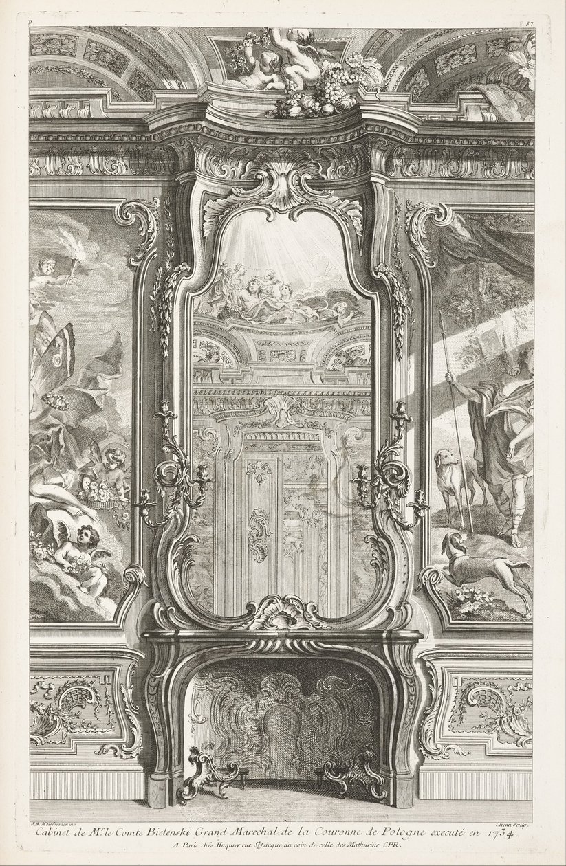 Gabinetto del Conte Bielinski Gran Maresciallo della Corona di Polonia eseguito nel 1734, 1a Tavola da Juste Aurèle Meissonnier