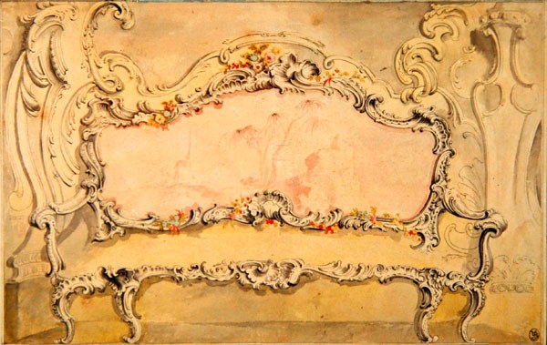 Design di un divano per il conte Bilenski da Juste Aurèle Meissonnier