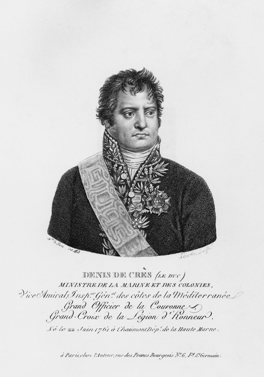 Denis Decres, Ministro della Marina e delle Colonie, inciso da Lanvin, 1813 da Justine Le Suire