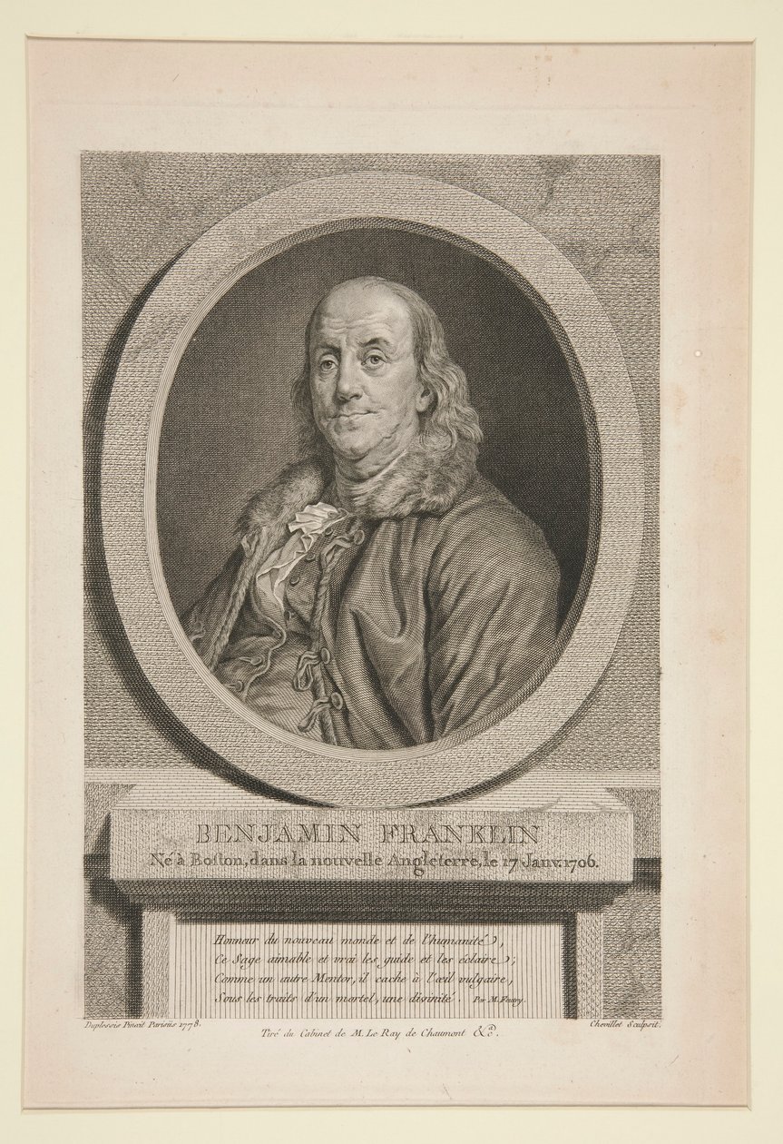Benjamin Franklin, nato a Boston, nel New England, il 17 gennaio 1706 da Justus Chevillet