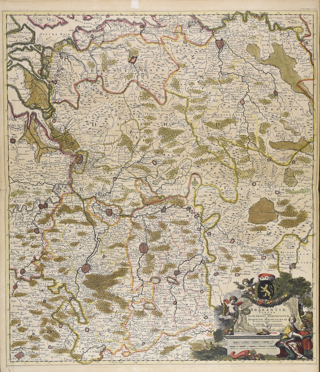Ducatus Brabantiae tabula : continens Sacri imperii Marchionatum et Dominium Mechliniense / de novo accurate emendata per Iustinum Danckerum. da Justus Danckerts