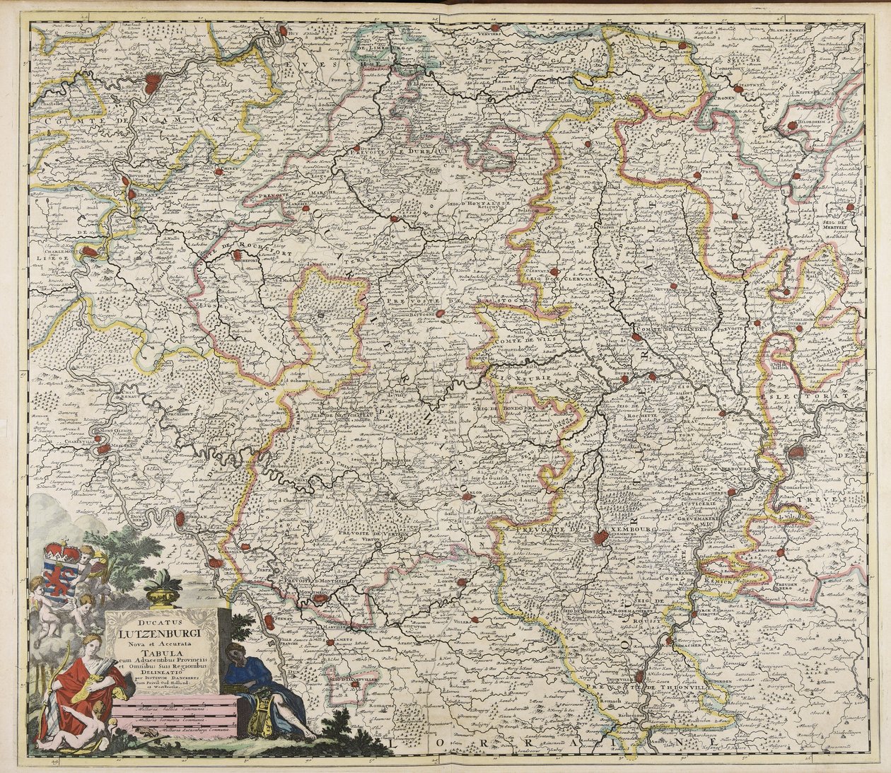 Ducatus Lutzenburgi nova et accurata tabula : cum adjacentibus provinciis et omnibus suis regionibus delineatio / per Iustinum Danckerts da Justus Danckerts