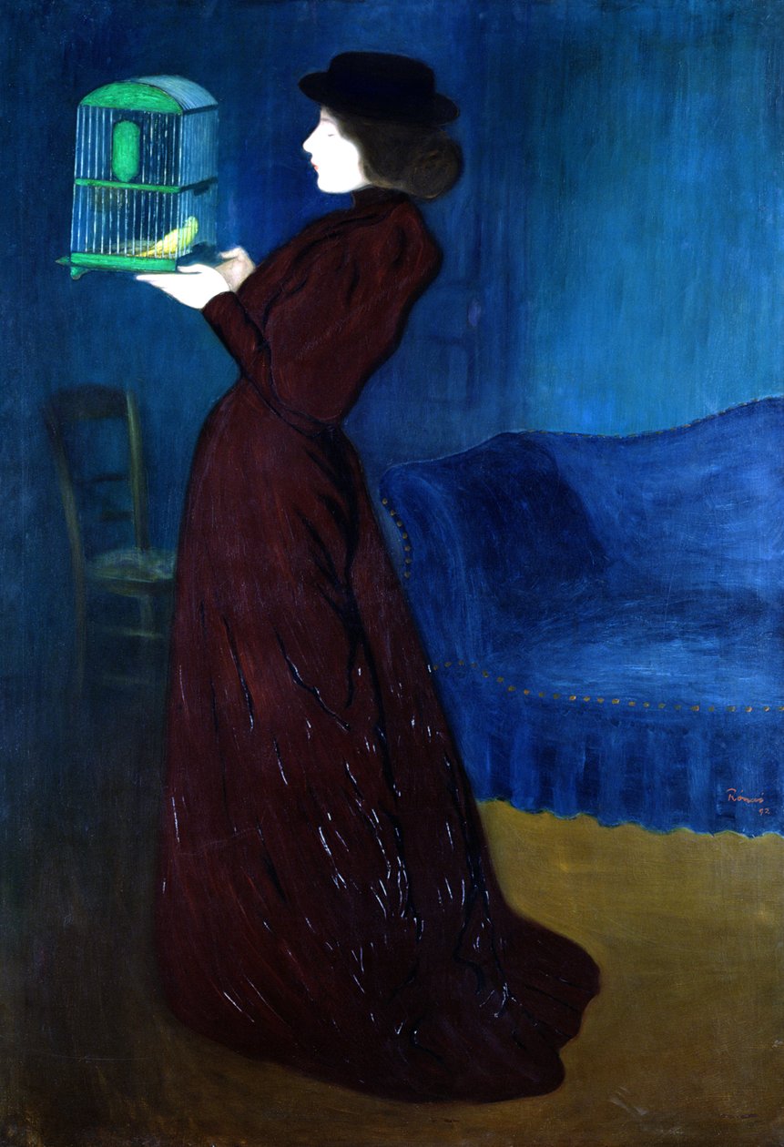 Donna con una gabbia per uccelli da József Rippl Rónai