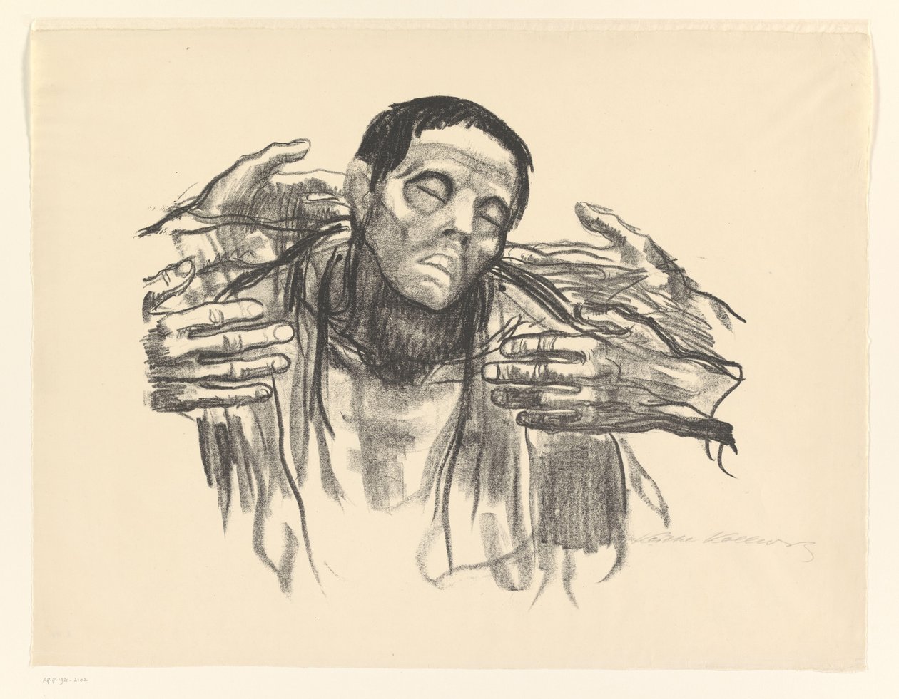 Uomo e quattro mani da Käthe Kollwitz (signed by artist)