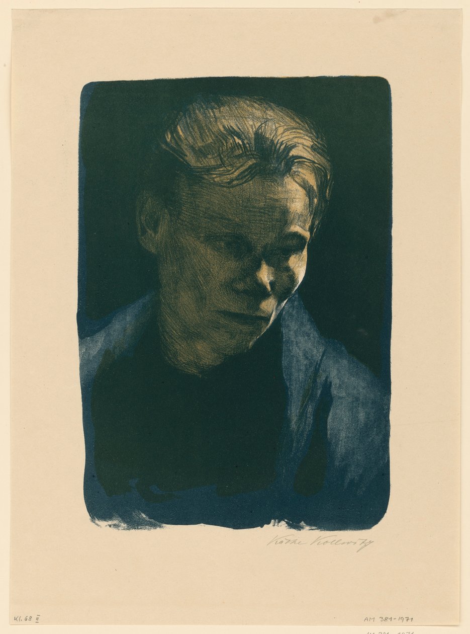 Ritratto a mezzo busto di una lavoratrice con un foulard blu (1ª versione) da Käthe Kollwitz