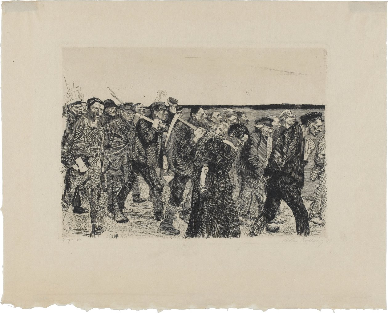 Una rivolta dei tessitori, foglio 4: corteo dei tessitori da Käthe Kollwitz