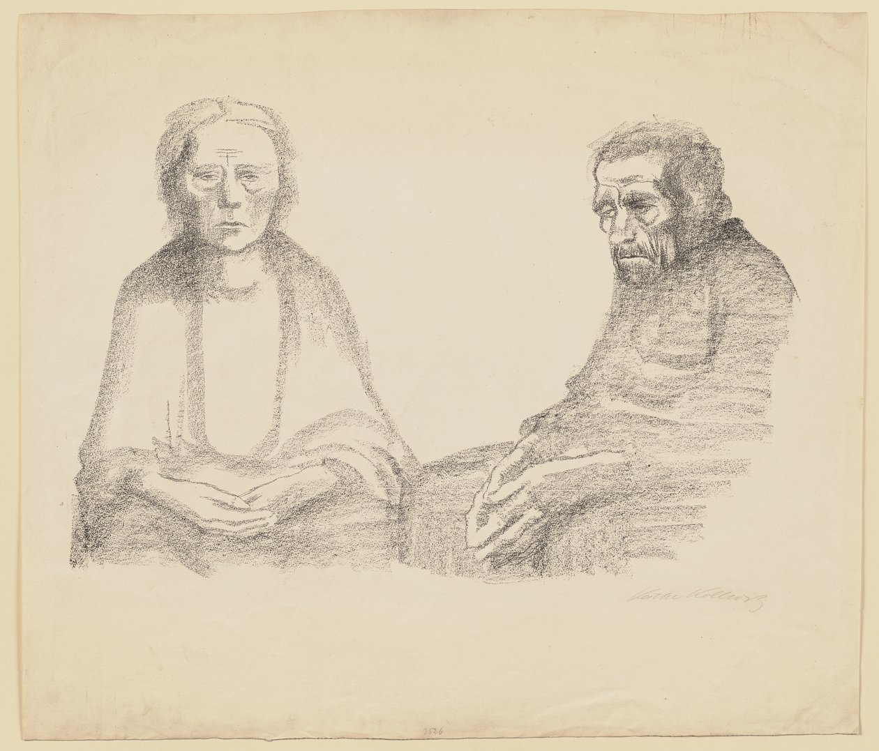 Seconda versione scartata del foglio 3 del ciclo “Guerra” da Käthe Kollwitz