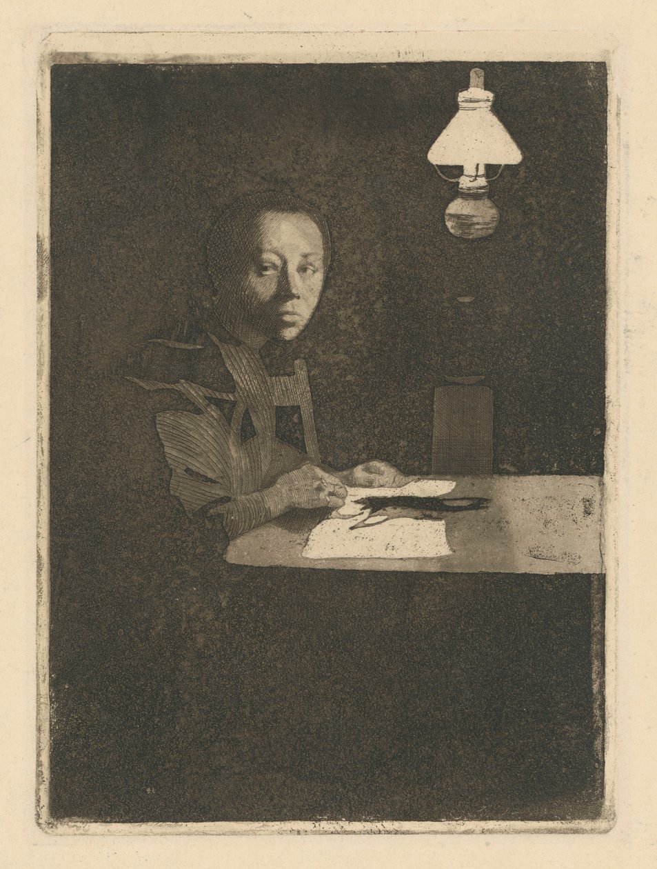 Autoritratto al tavolo (versione definitiva, terza stesura) da Käthe Kollwitz