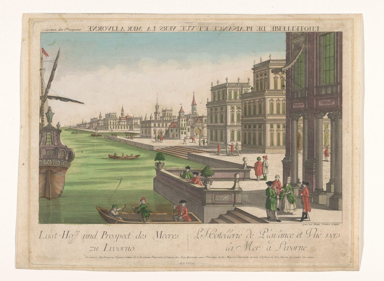 Giardino e prospettiva del mare a Livorno da Kaiserlich Franziskische Akademie
