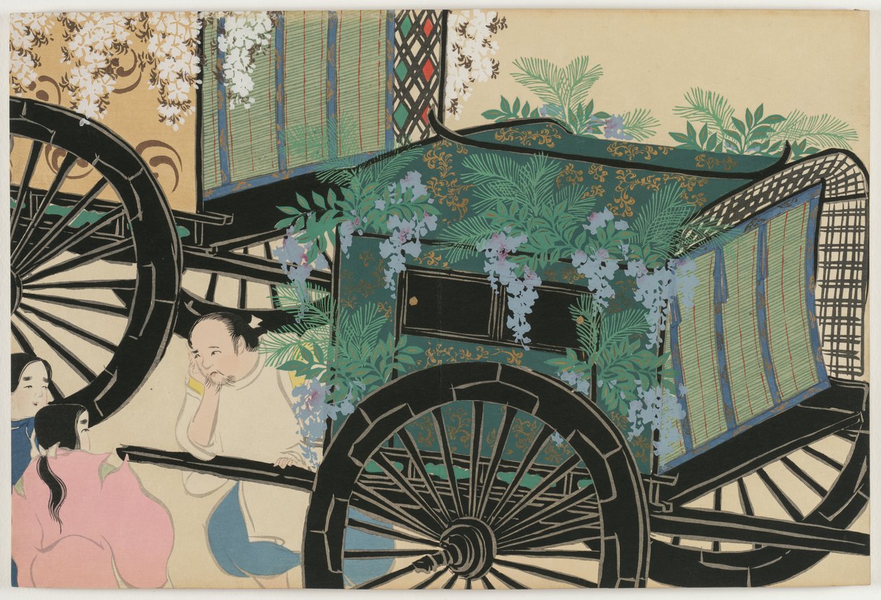 Fiori di cento mondi (Momoyogusa): Carri coperti di fiori (Hanasashiguruma) da Kamisaka Sekka