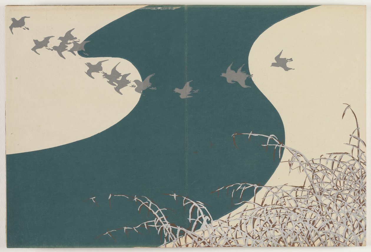 Fiori di Cento Mondi (Momoyogusa): Fiume in Inverno (Fuyu no kawa) da Kamisaka Sekka