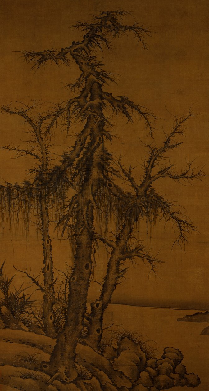 Vecchi alberi, bambù e rocce, c.1300 da Kan Li