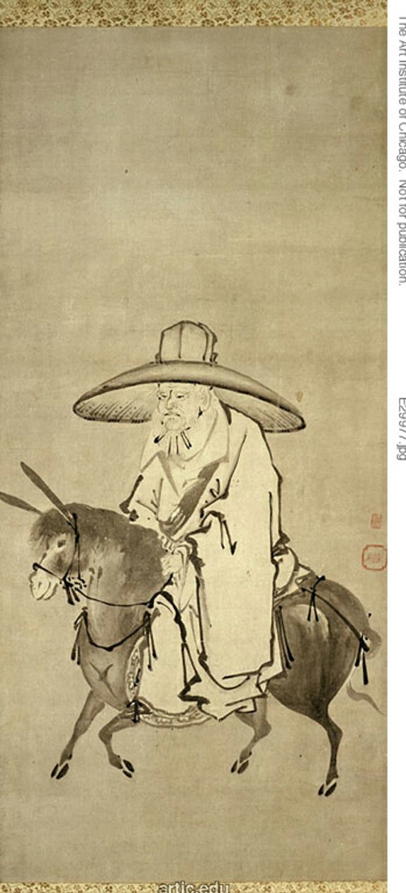 Il poeta Du Fu in sella a un asino da Kanô Shigenobu