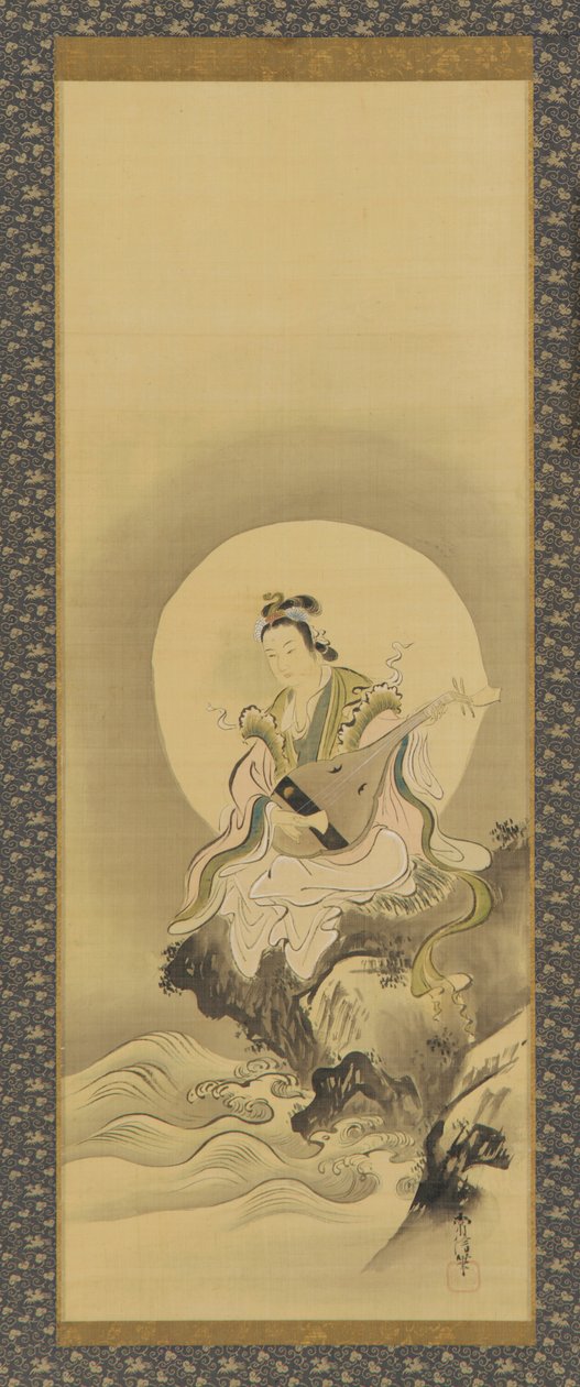 Benten Sarasvati seduta su una roccia, periodo Edo, metà XVII-inizio XVIII secolo da Kanô Yôboku Tsunenobu