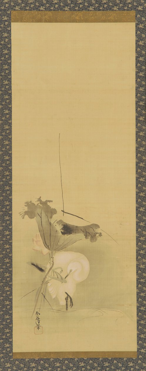 Airone e loto, periodo Edo da Kanô Yôboku Tsunenobu