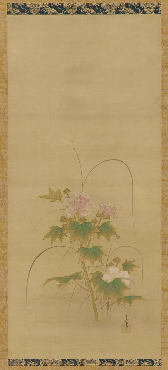 Ibisco parte di un set, periodo Edo da Kanô Yôboku Tsunenobu