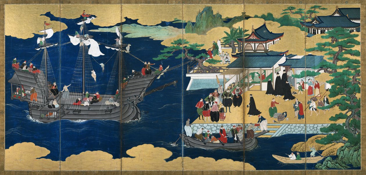 Importante proprietà culturale Schermi Namban da Kano Sanraku
