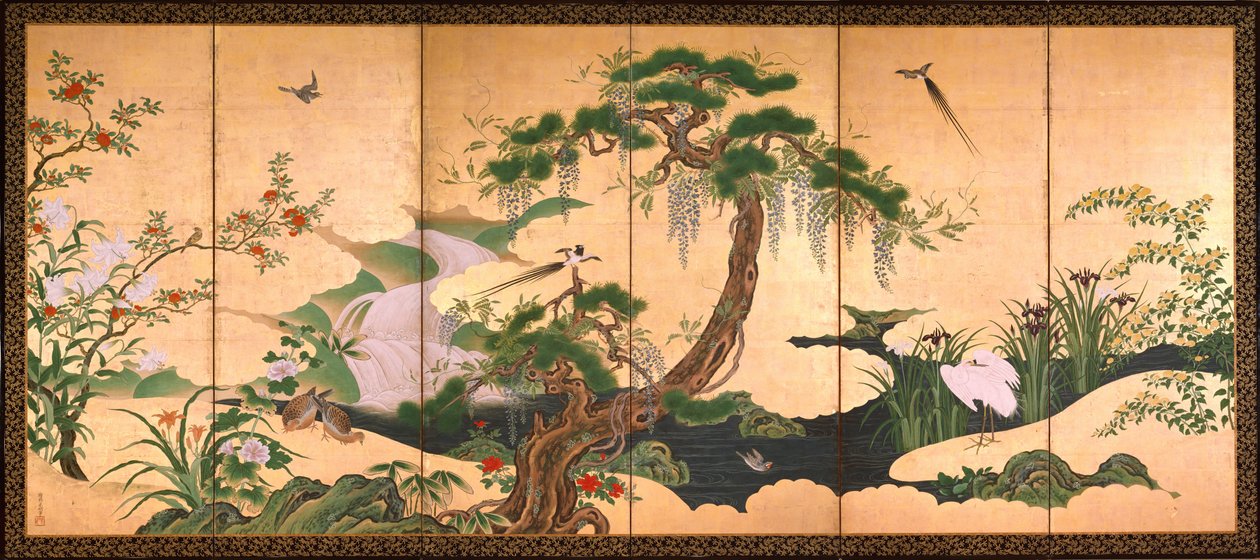 Uccelli e fiori di primavera e estate da Kano Eino