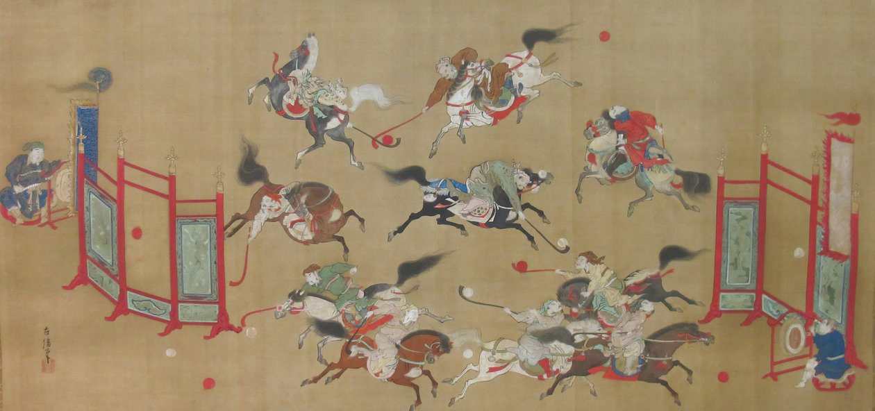Tartari che giocano a polo, inizio XVIII secolo da Kano Eisen